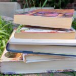 Stack of books outside